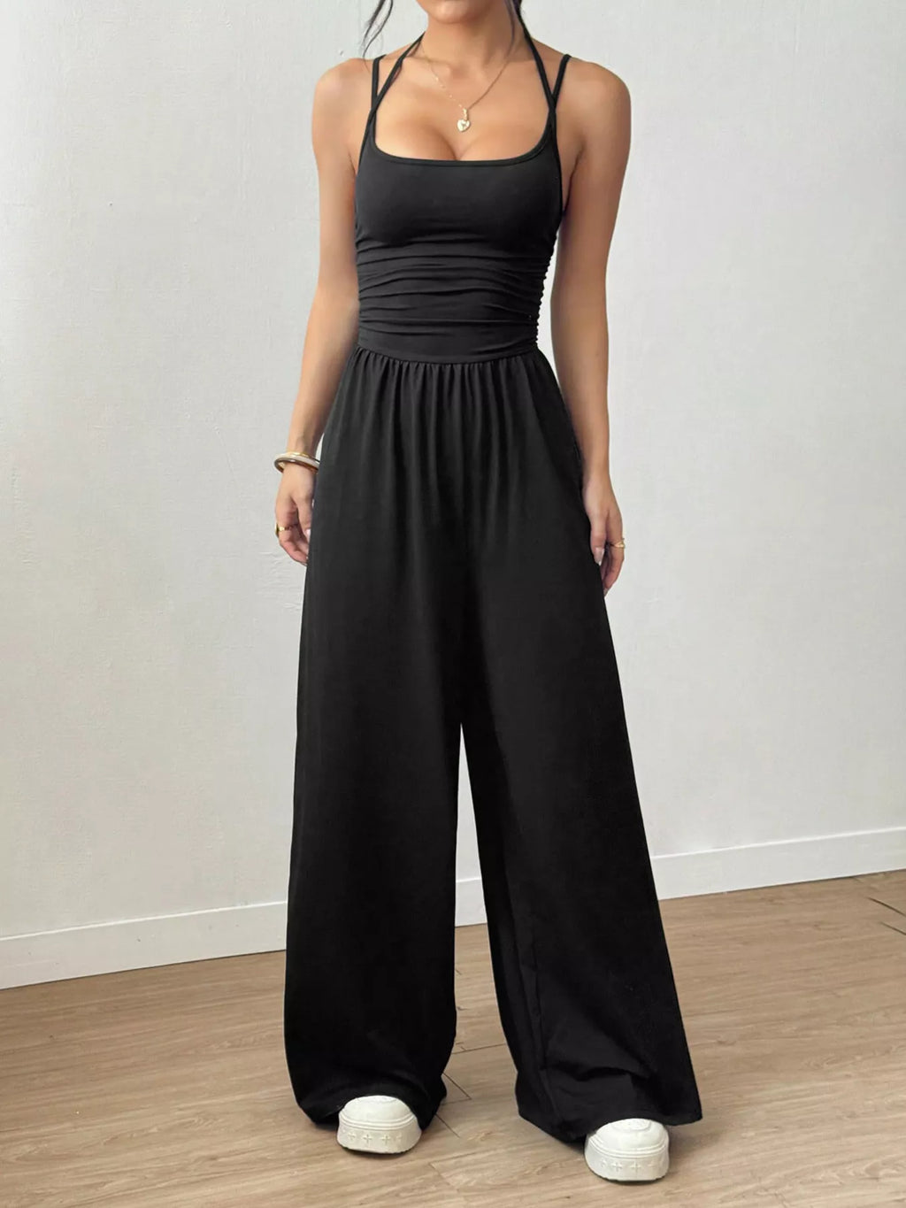 Women's Spaghetti Strap Wide Leg Jumpsuit