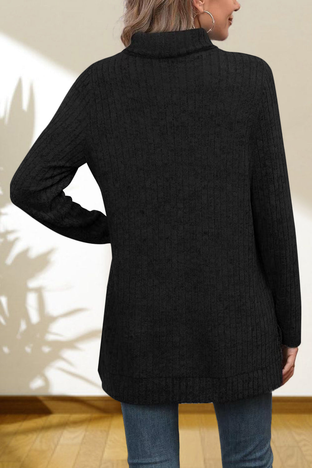 Women's Turtleneck High Low Top
