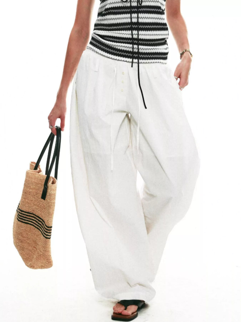 Women's Drawstring Wide-Leg Pants