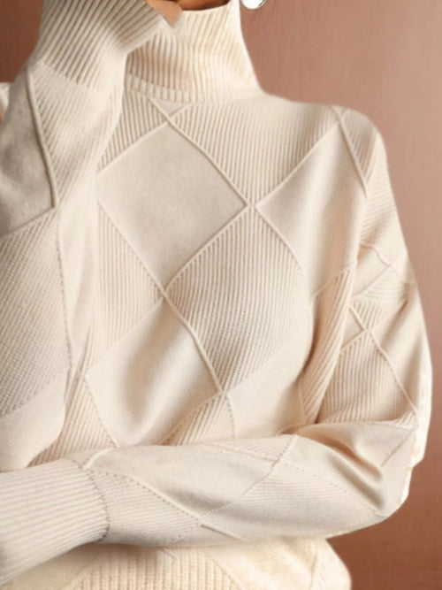 Argyle Pattern Turtleneck Sweater