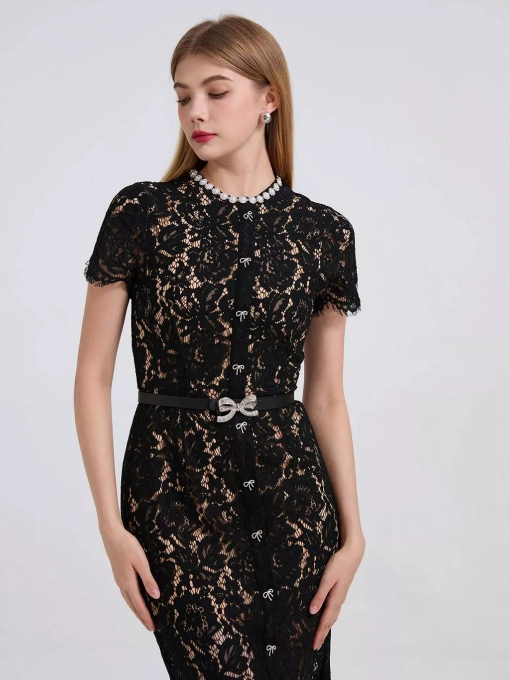 Women's Lace Short Sleeve Mermaid Dress