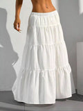 Women's Flowy Tiered Maxi Skirt - White