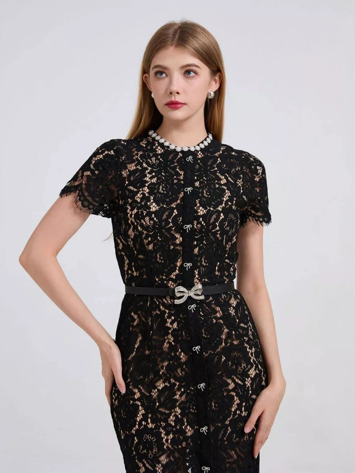 Women's Lace Short Sleeve Mermaid Dress