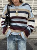 Women's Colorful Stripes Multi-Color Striped Fuzzy Sweater - Colorful Stripes