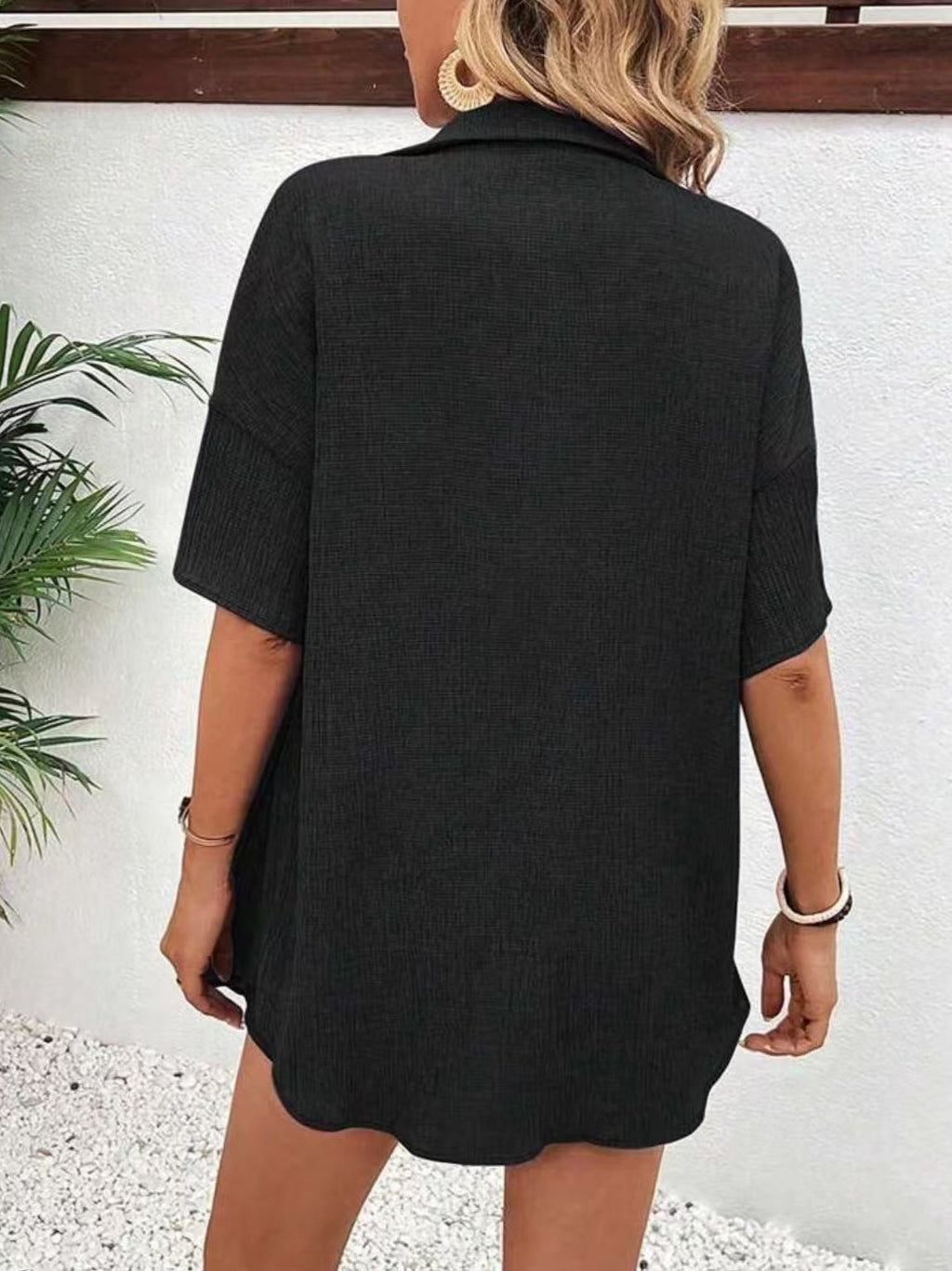 New Autumn Fashion Elegant Loose Solid Color Button Top Lace-Up Pants Suit