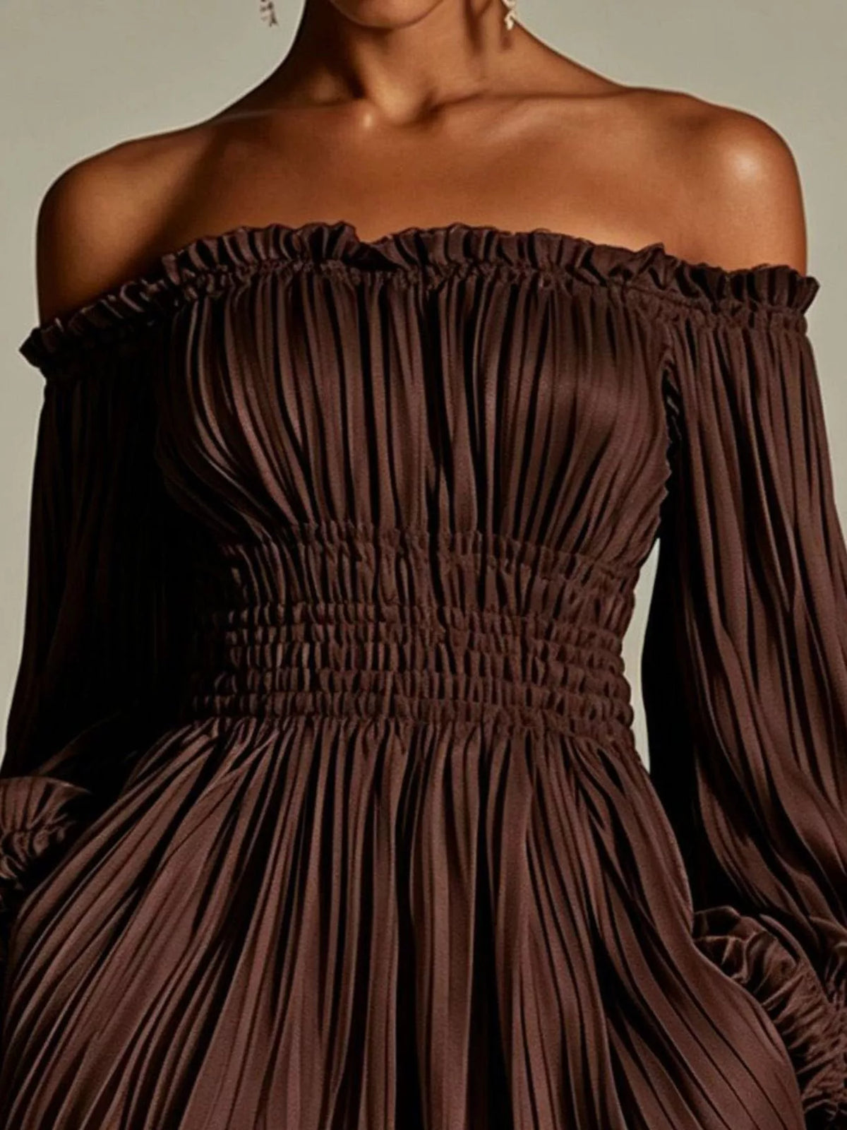 Women's Off-Shoulder Pleated Mini Dress