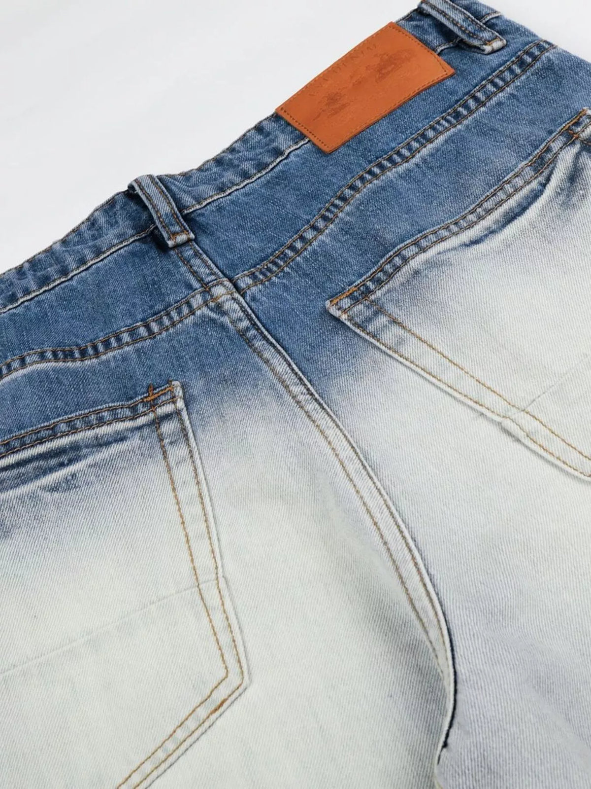 Men's Blue Men's Washed Wide-Leg Jeans, Plus Size - Blue
