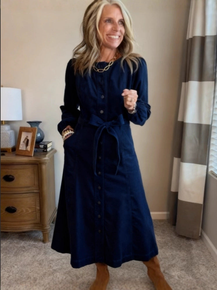 Fashionable Womens Loose-fit Casual Solid-color Dress