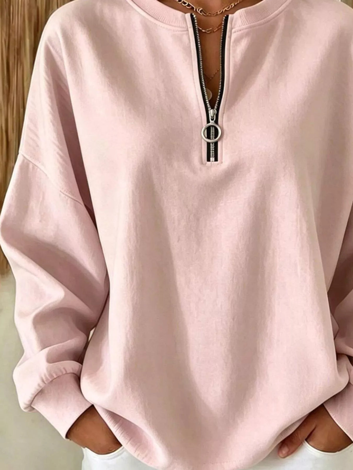 Women's Quarter-Zip Dropped Shoulder Sweatshirt