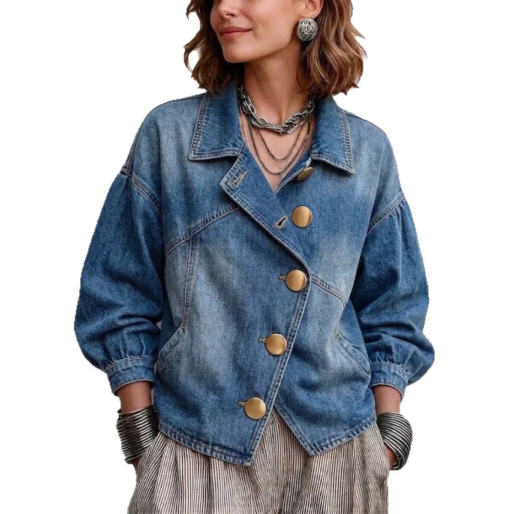 Loose-fitting Versatile Long-sleeve Jacket With A Lapel Collar