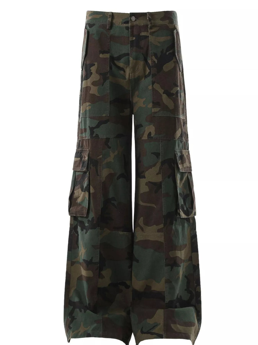 Men's Green Camouflage Men's Camouflage Wide-Leg Cargo Pants - Green Camouflage