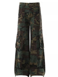 Men's Green Camouflage Men's Camouflage Wide-Leg Cargo Pants - Green Camouflage
