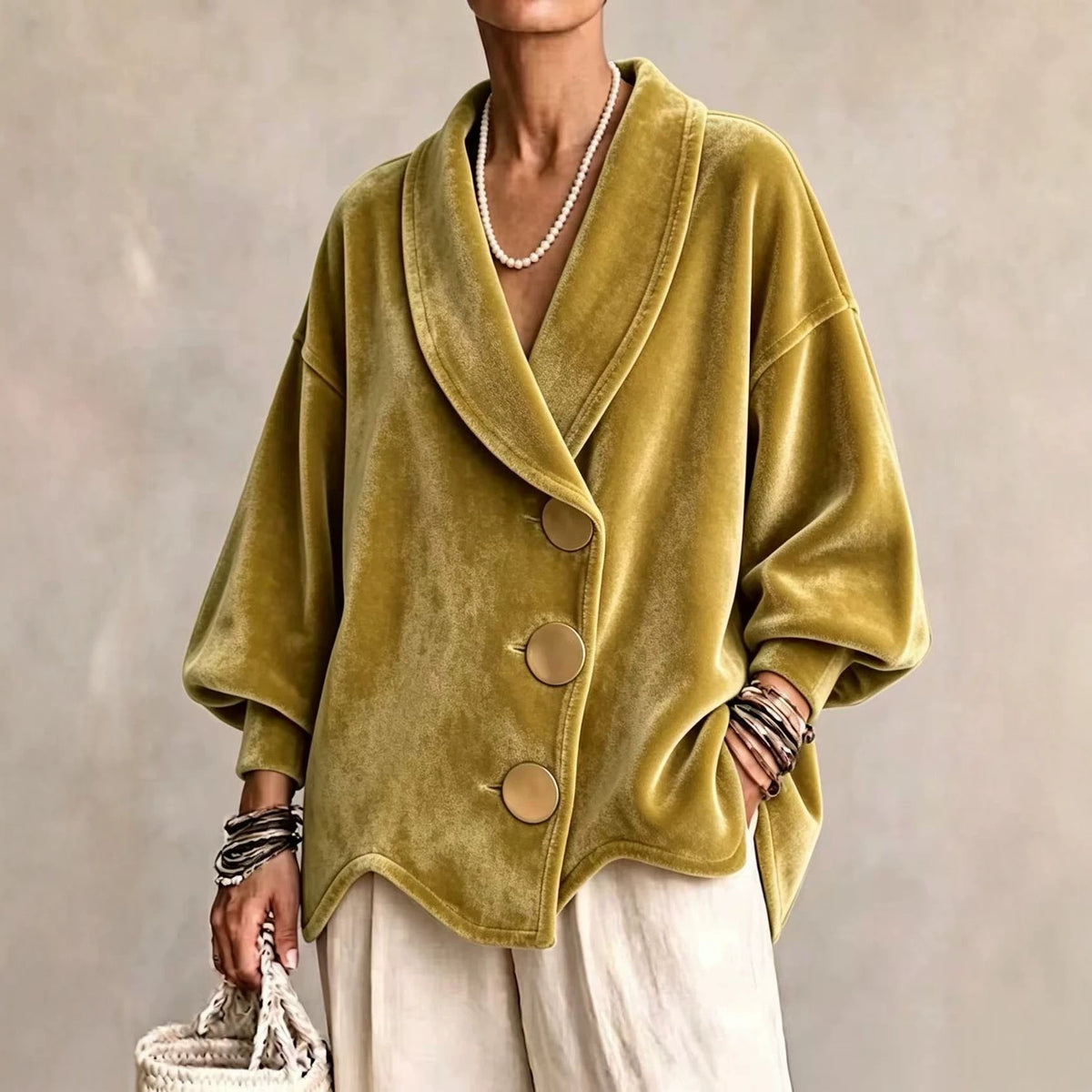 Women's Knitted Crew-neck Long-sleeve Cardigan Sweater