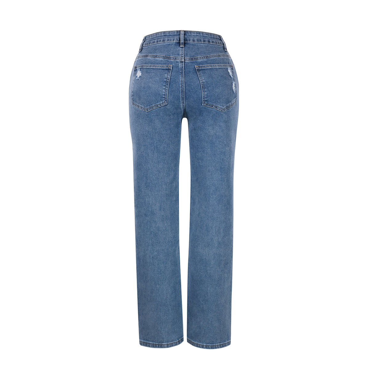Women's Loose-fit Straight-leg Ripped High-elastic Jeans