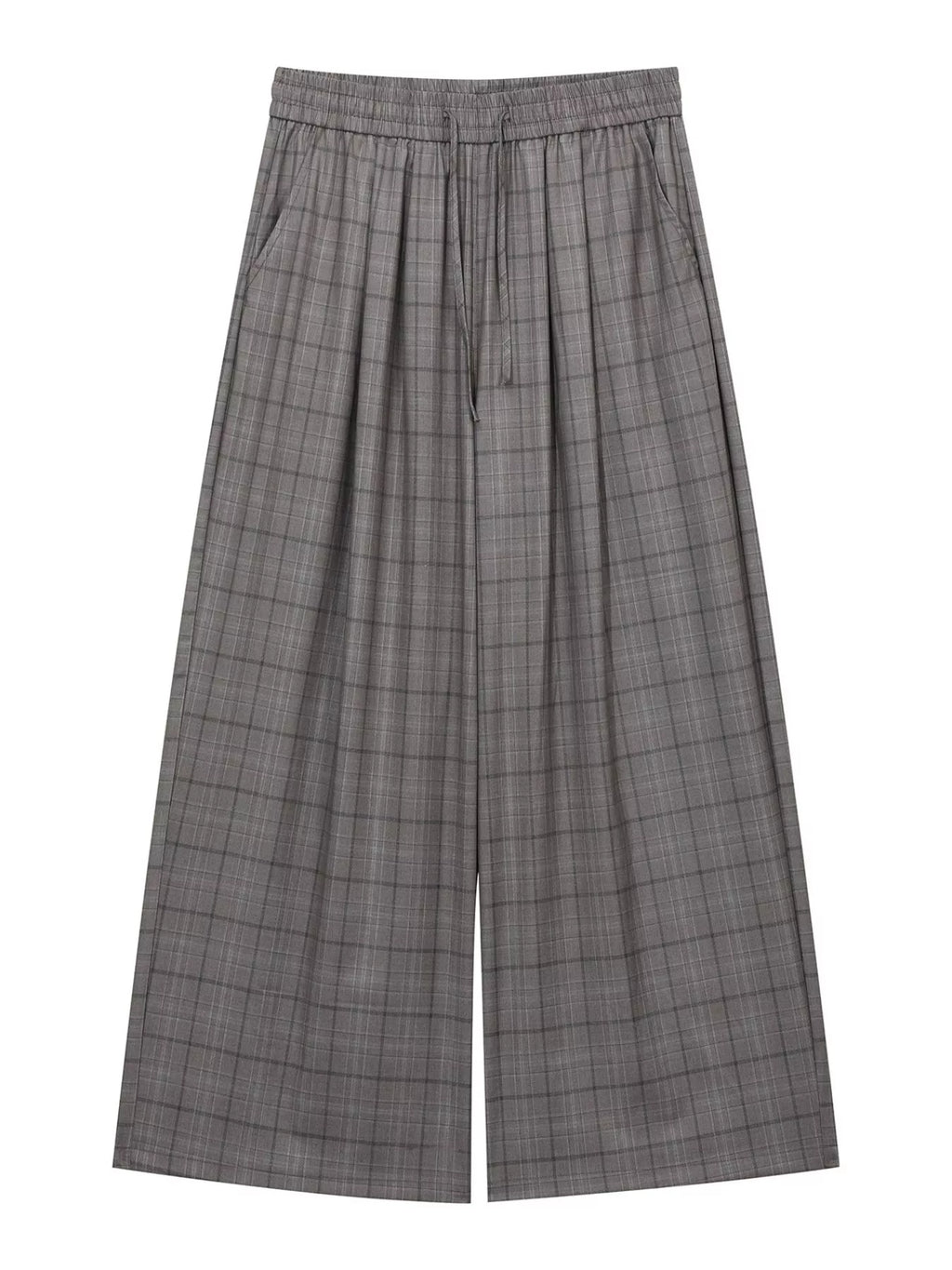 Men's Gray Men's Plaid Wide-Leg Pants - Gray