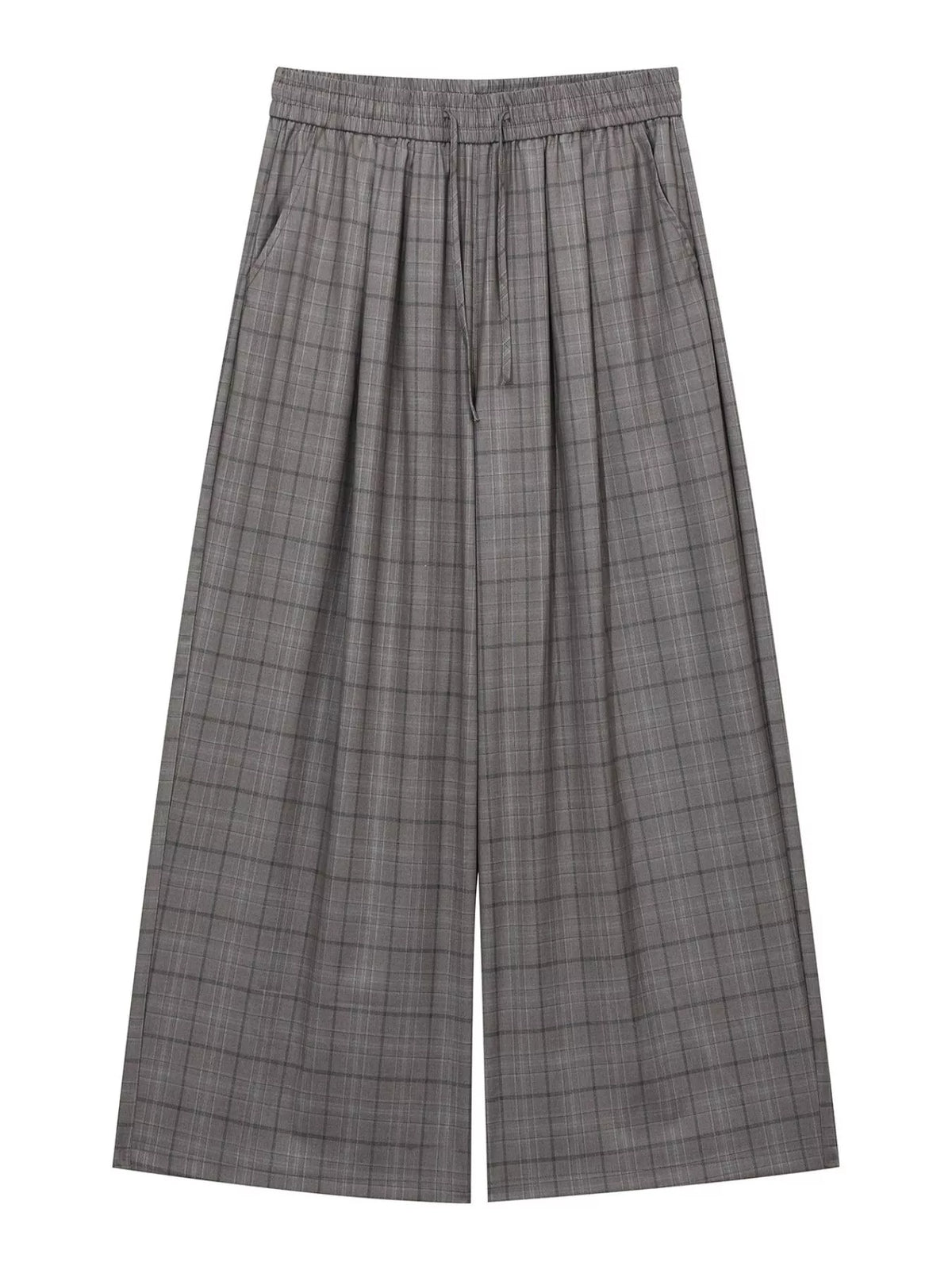 Men's Gray Men's Plaid Wide-Leg Pants - Gray
