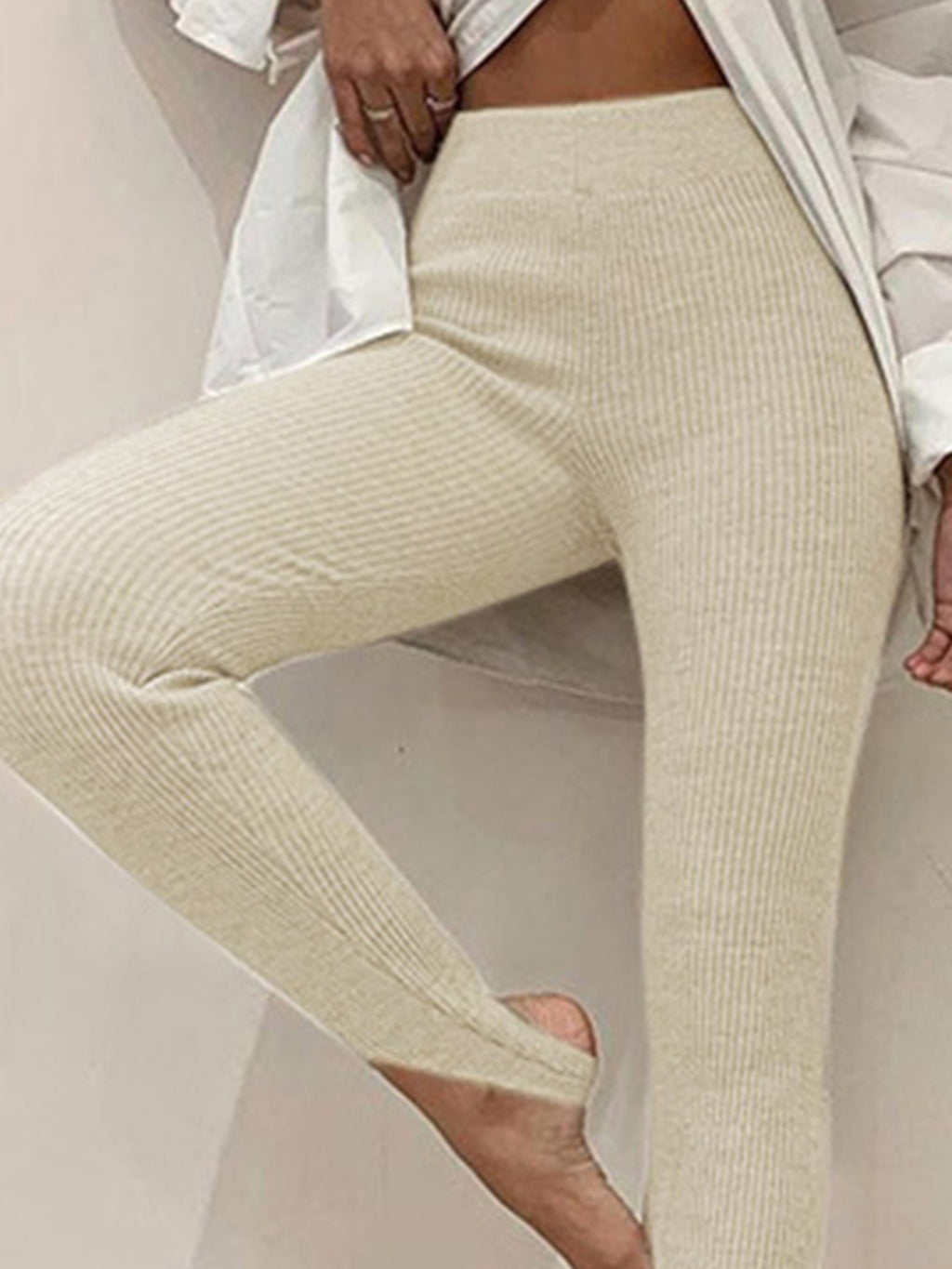 Women's Ribbed Mid Waist Leggings