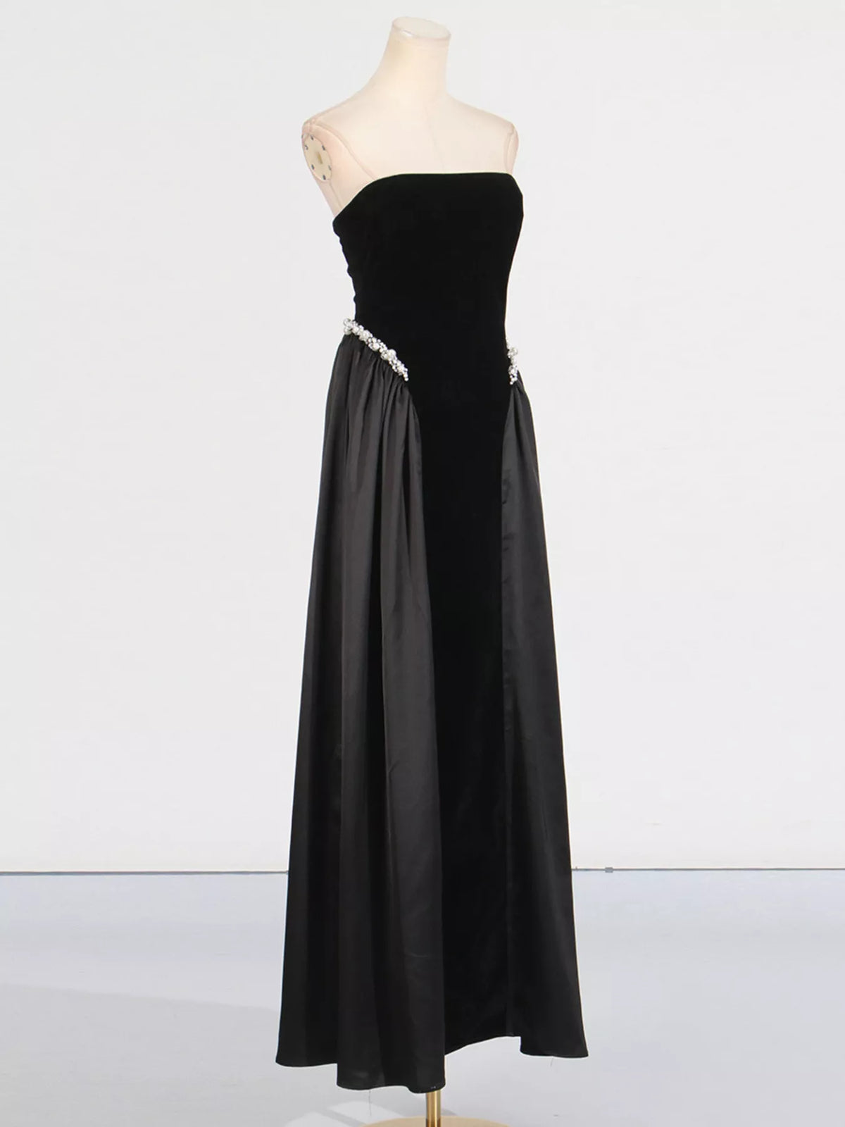 Women's Black Lace Up Back Tube Maxi Dress - Black
