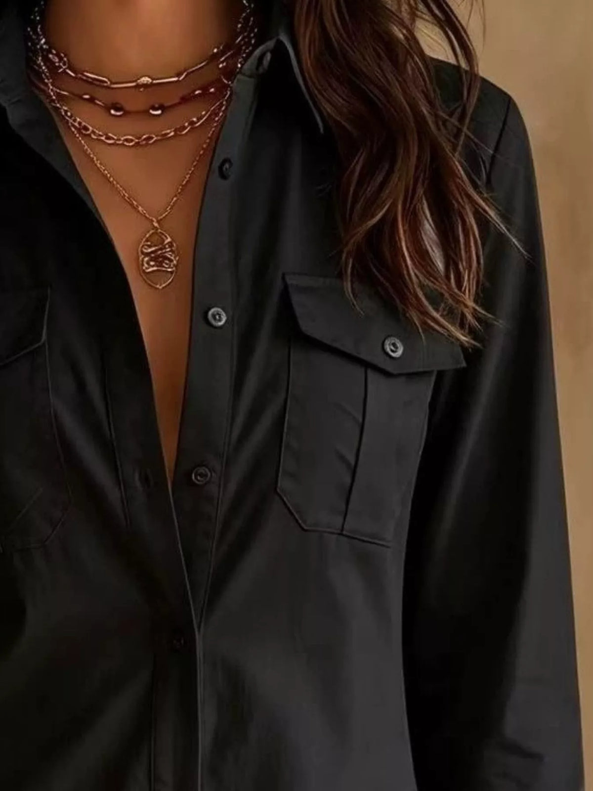 Women's Button-Down Shirt Dress with Lace Trim