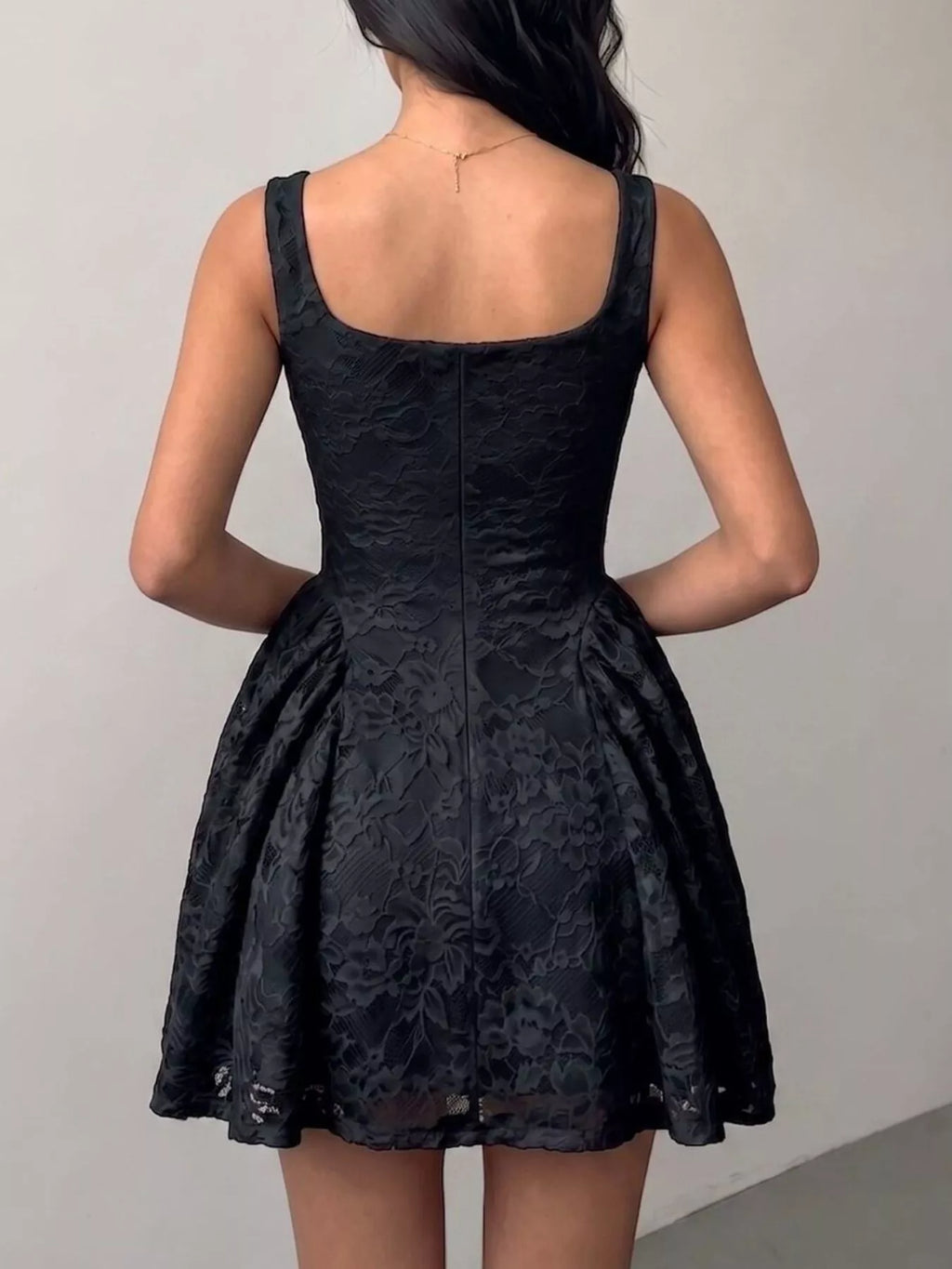 Women's Floral Lace Square Neck Mini Dress
