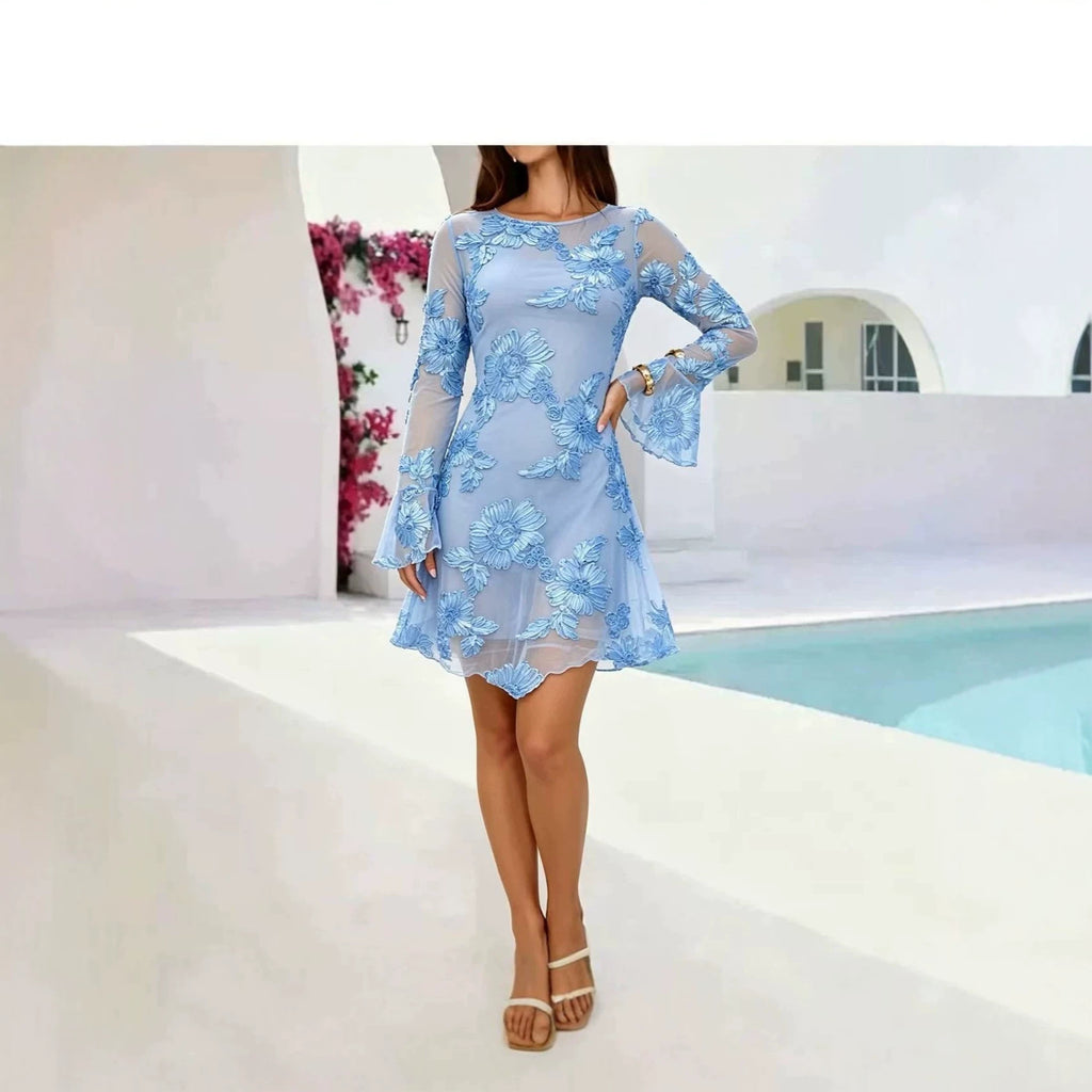 Backless Trumpet-sleeve Bodycon Dress