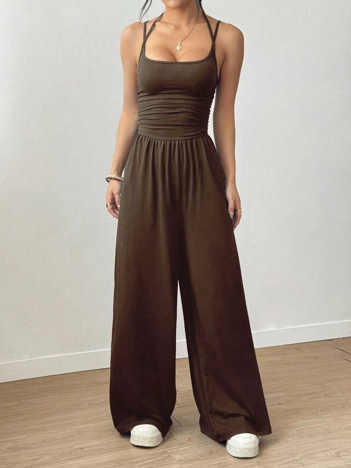 Women's Spaghetti Strap Wide Leg Jumpsuit