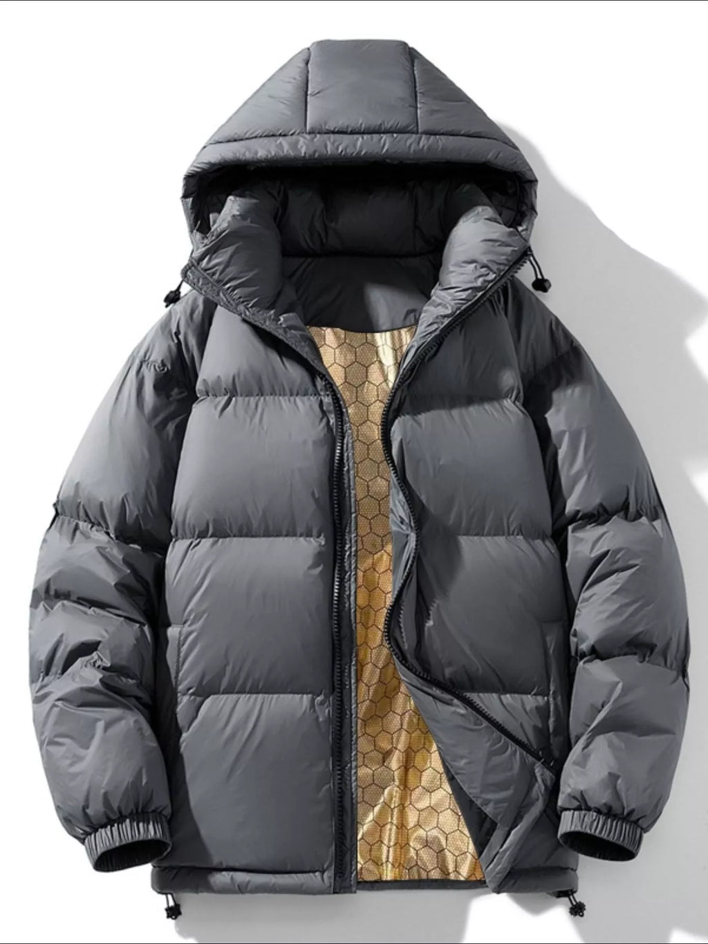 Men's Warm Padded Hooded Puffer Jacket, Plus Size