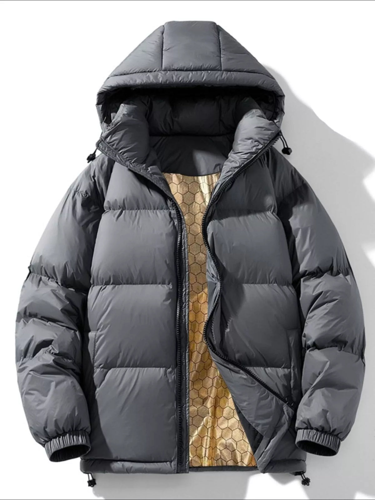 Men's Warm Padded Hooded Puffer Jacket, Plus Size