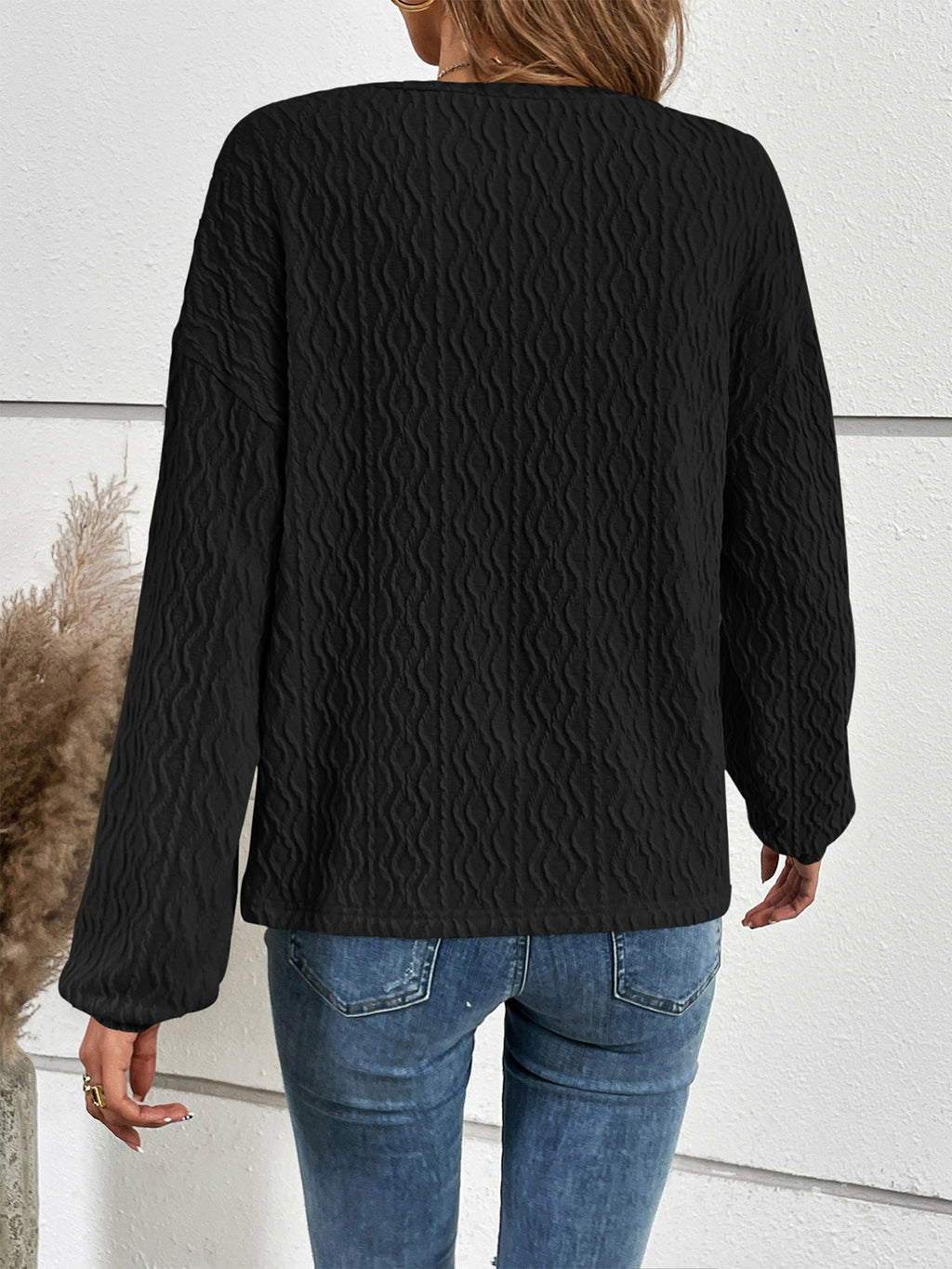 Women's Half Button Long Sleeve Top
