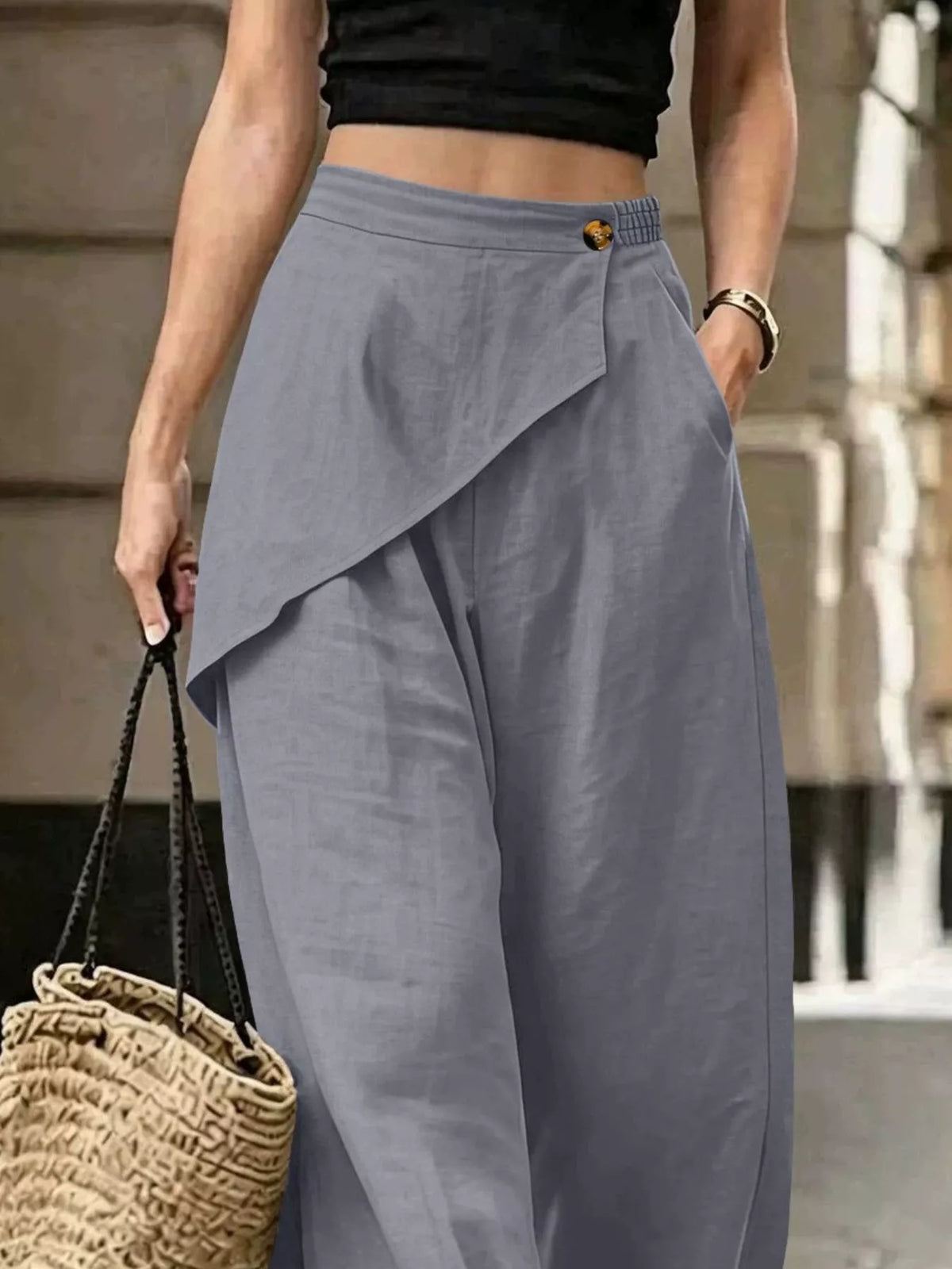 Women's Asymmetrical Wrap Wide-Leg Pants