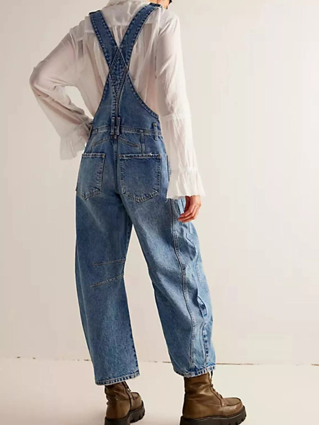 Women's Wide Strap Wide Leg Denim Overalls