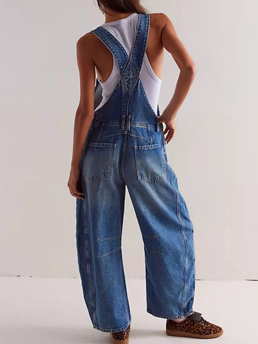 Women's Wide Strap Wide Leg Denim Overalls