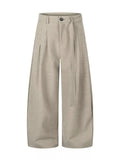 Men's Tan Men's Wide-Leg Pleated Pants - Tan