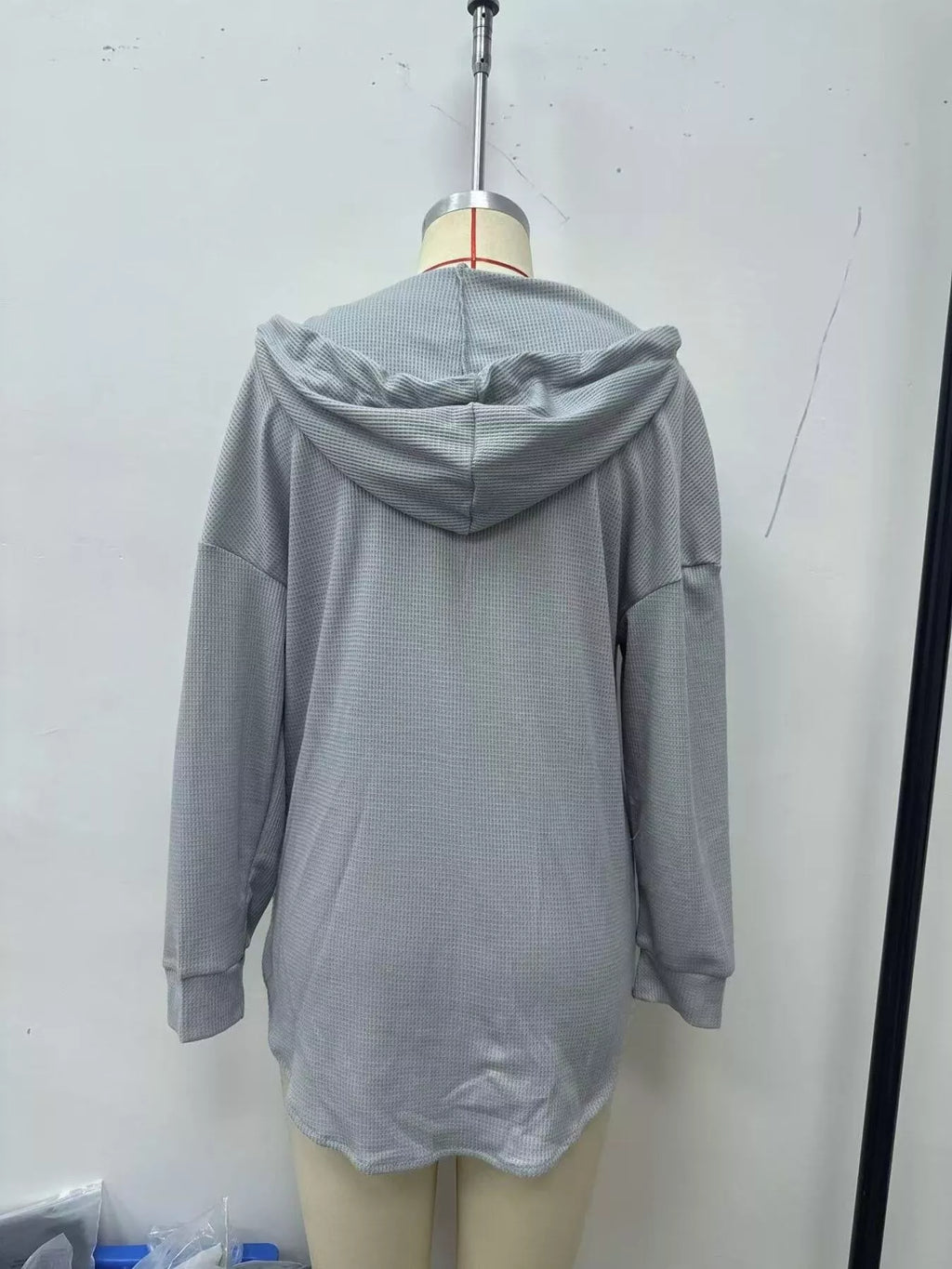 Women's Drawstring Waffle Knit Hoodie