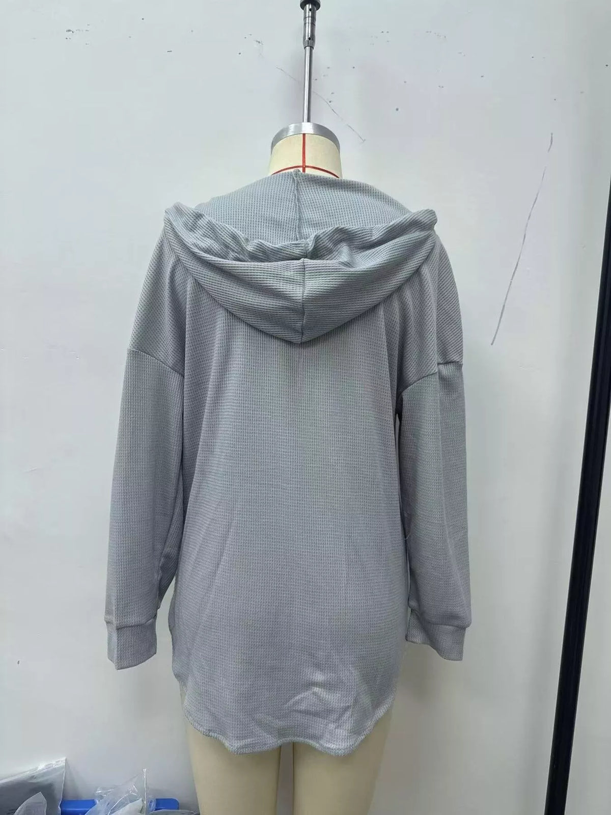 Women's Drawstring Waffle Knit Hoodie