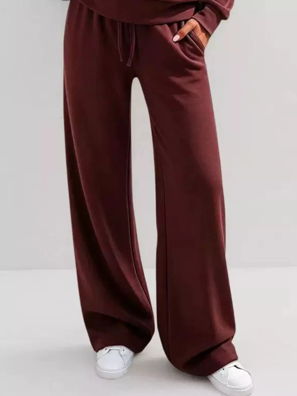 Women's Button Detail Dropped Shoulder Top and Pants Set