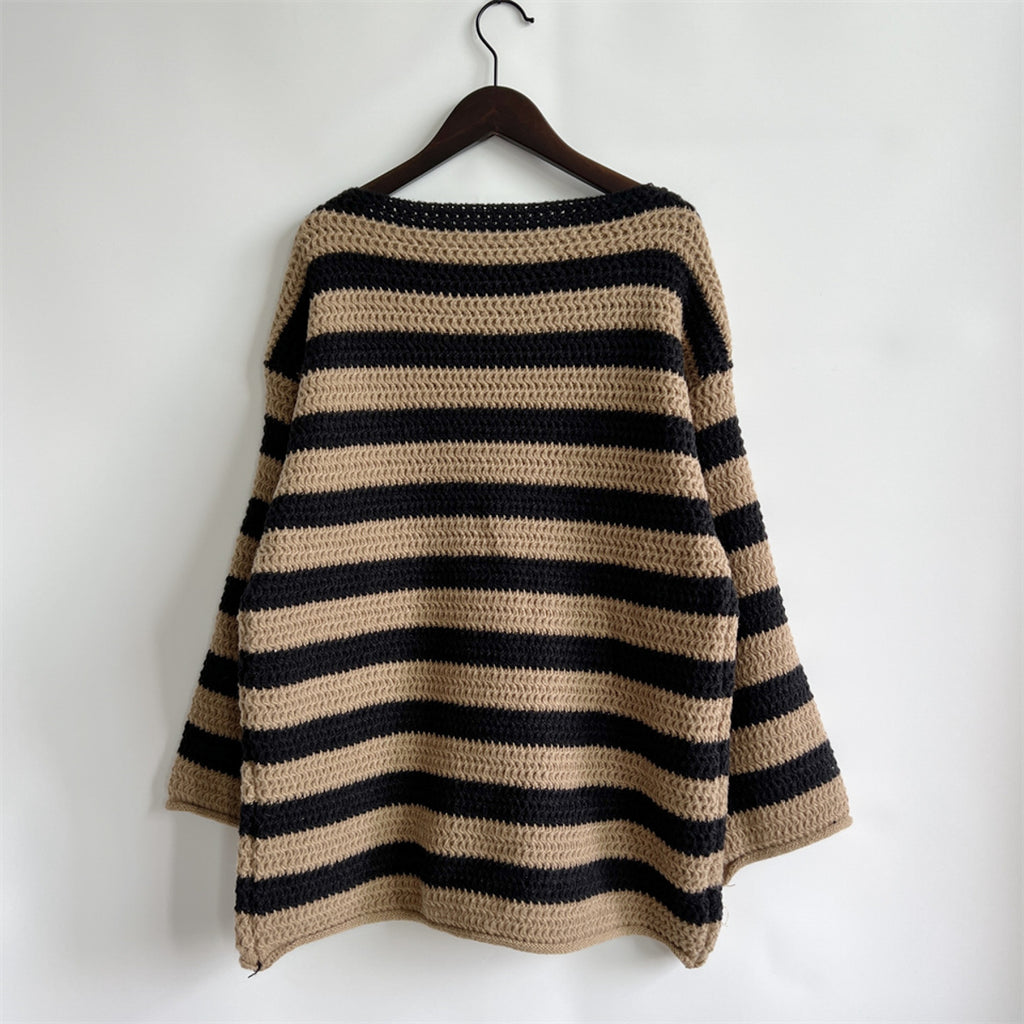 Women's Striped Round Neck Long Sleeve Sweater