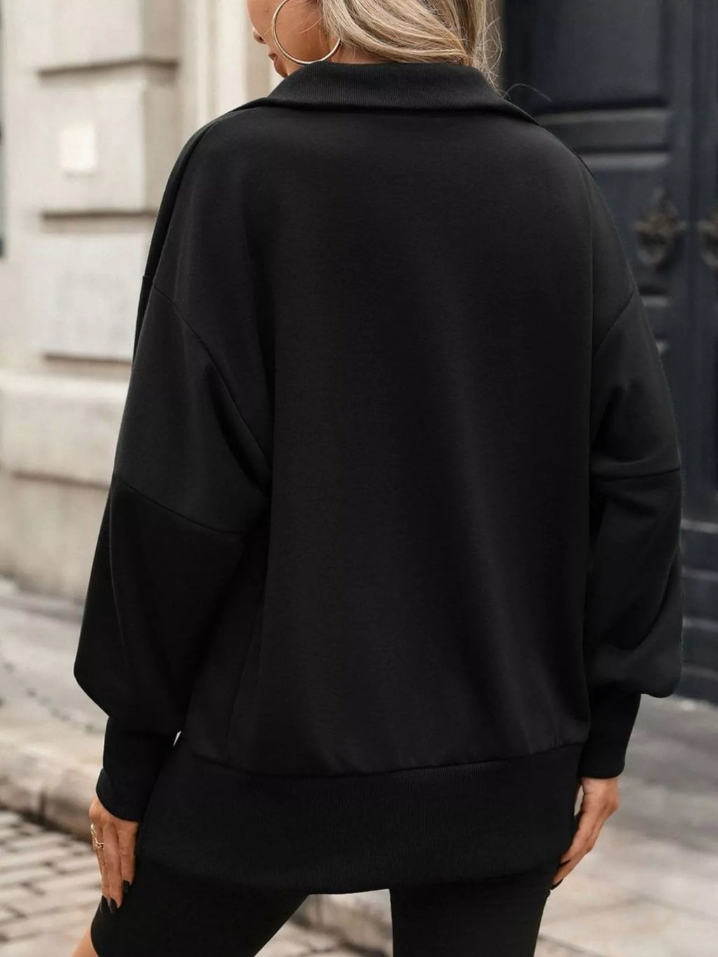 Women's Side Slit Half Snap Sweatshirt
