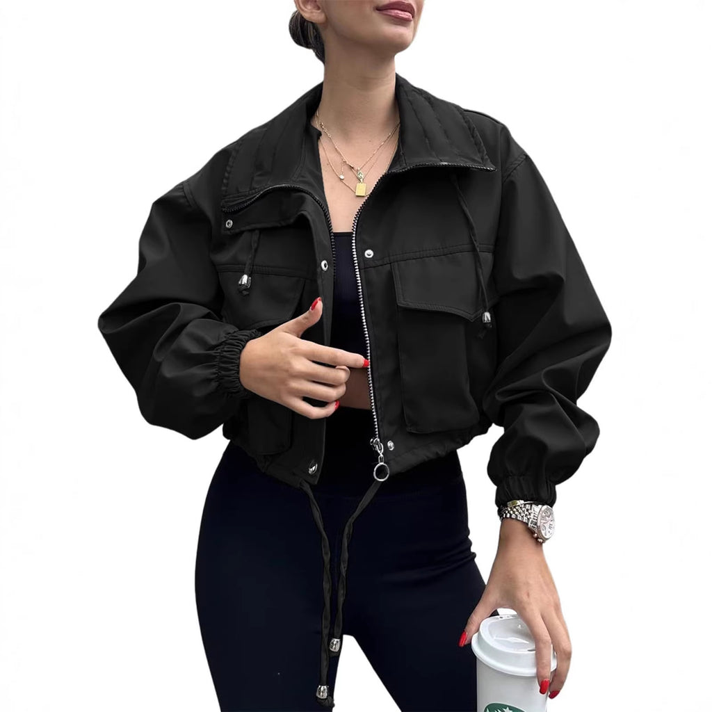 Women's Short Jacket Zip-up Trench Coat