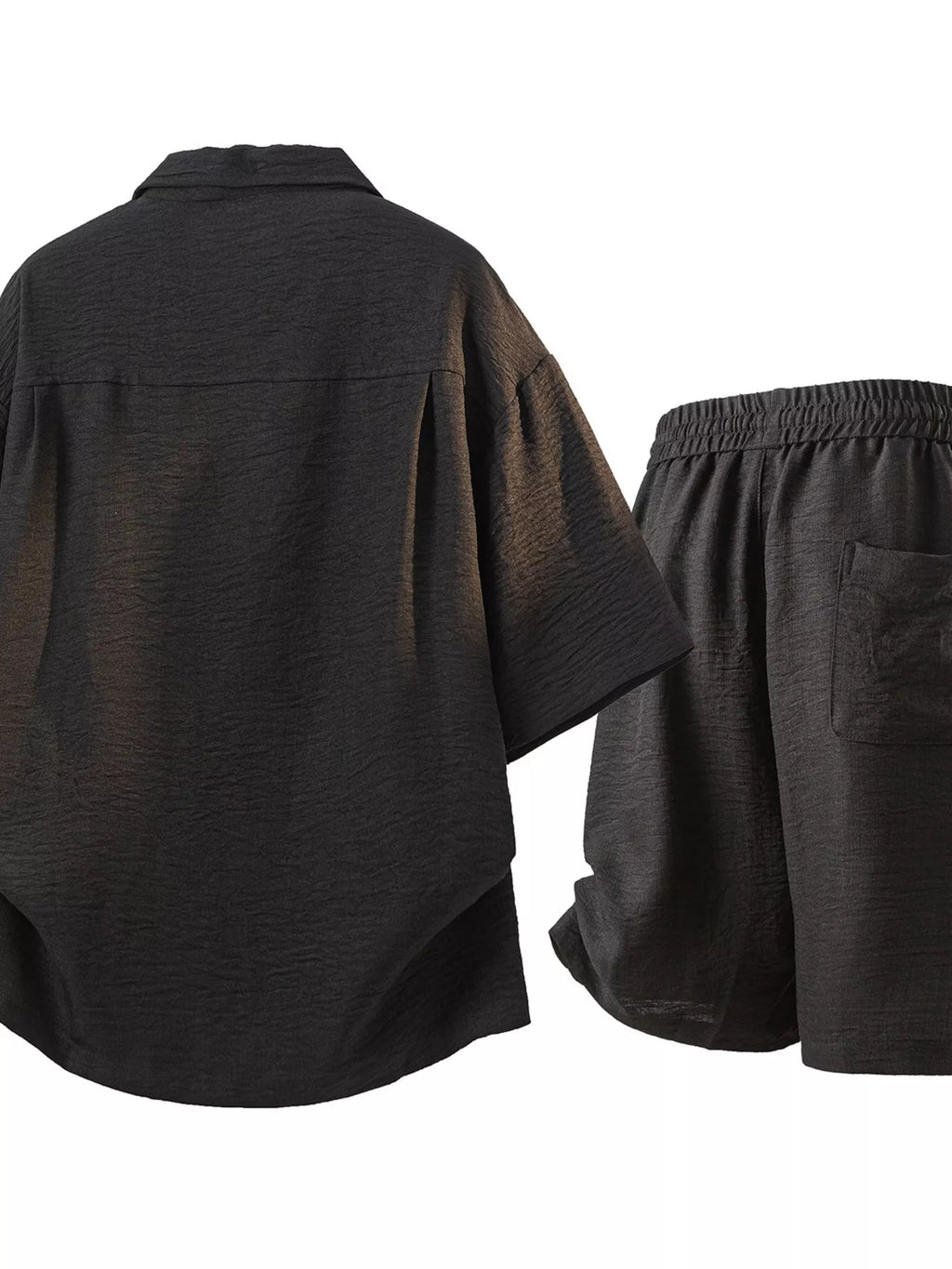 Men's Button Up Short Sleeve Shirt and Shorts, Plus Size