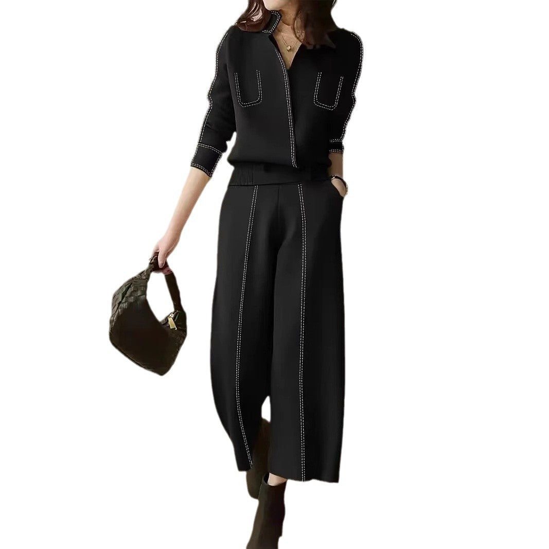 Fashionable Contrasting-Color Stripe Casual Pants