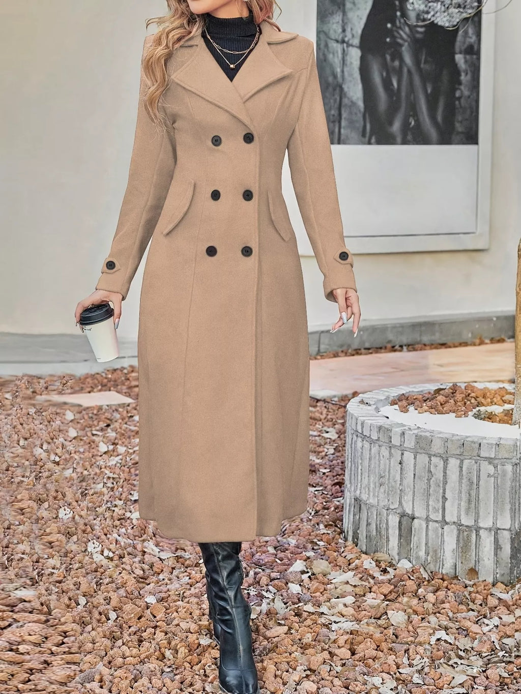 Women's Double-Breasted Longline Coat