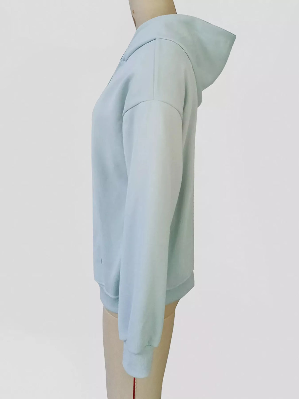Women's Blue Zip-Up Plaid Lining Hoodie - Blue