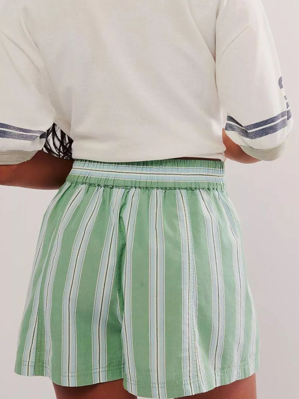 Women's Striped Elastic Waist Casual Shorts
