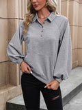 Women's Cloudy Blue Collared Neck Raglan Sleeve Blouse - Cloudy Blue