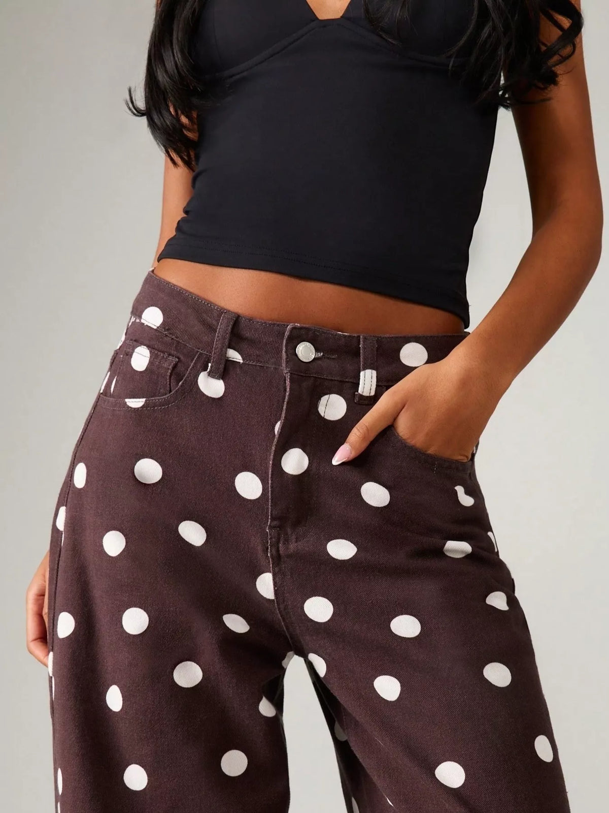 Women's Polka Dot Wide-Leg Jeans