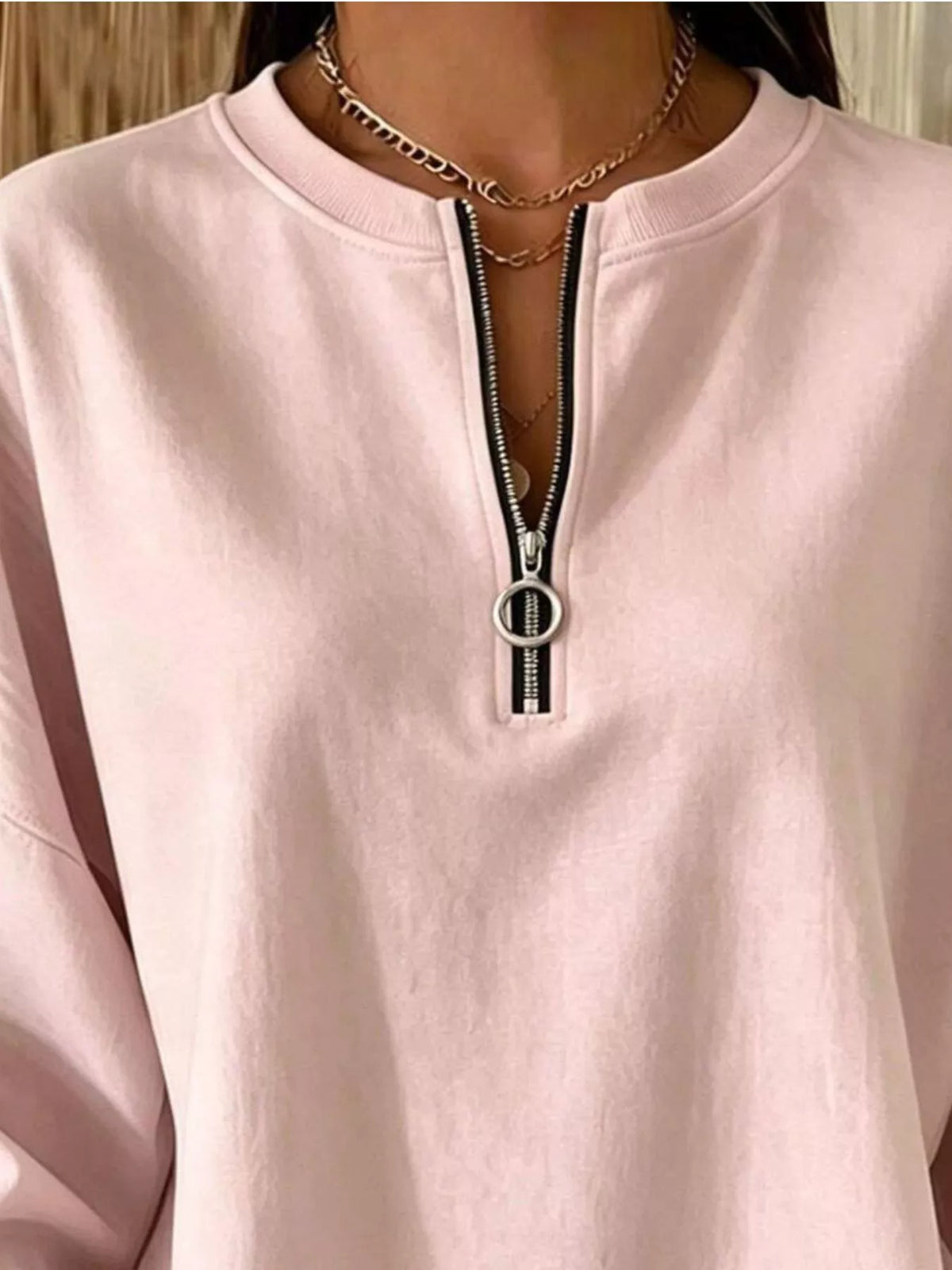 Women's Quarter-Zip Dropped Shoulder Sweatshirt
