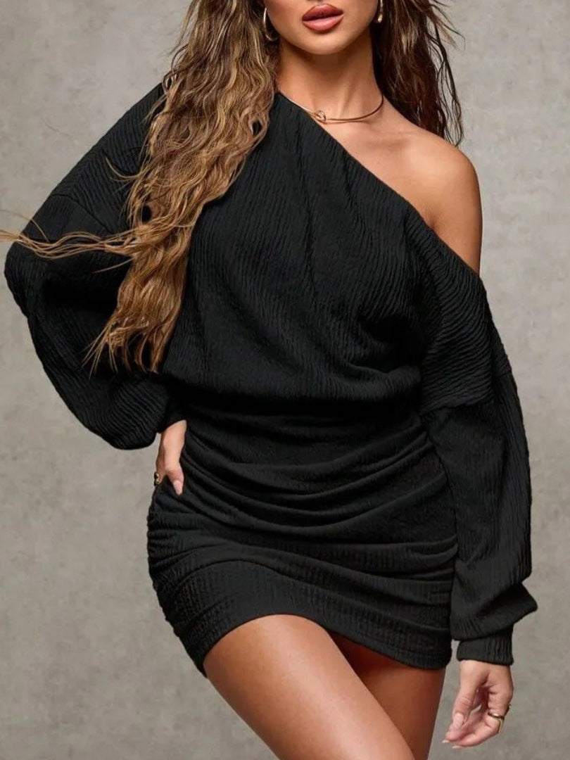 Off-shoulder Dress, Elegant Sexy Fashion Party Long Sleeve Dress For Women In Autumn And Winter