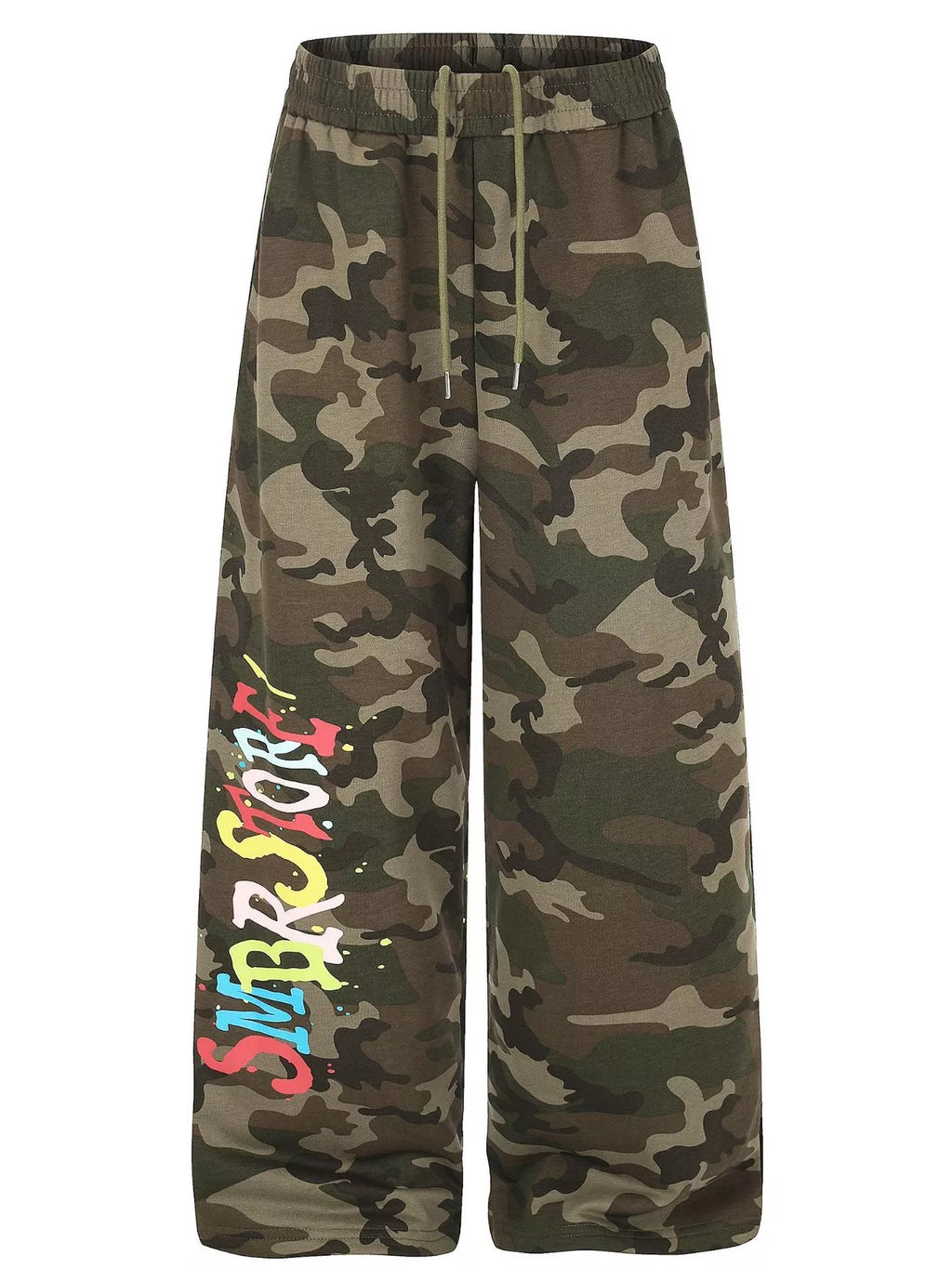 Men's Green Camouflage Men's Camouflage Wide-Leg Pants - Green Camouflage