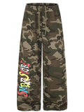Men's Green Camouflage Men's Camouflage Wide-Leg Pants - Green Camouflage